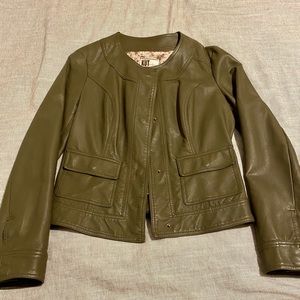 Kut from the Kloth faux leather bomber jacket.